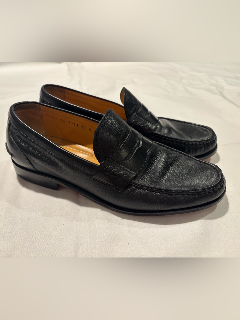 Johnston & Murphy Black Leather Penny Loafers